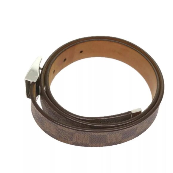 LOUIS VUITTON Damier Ebene Belt Leather 2Set Black LV Auth - Picture 10 of 13